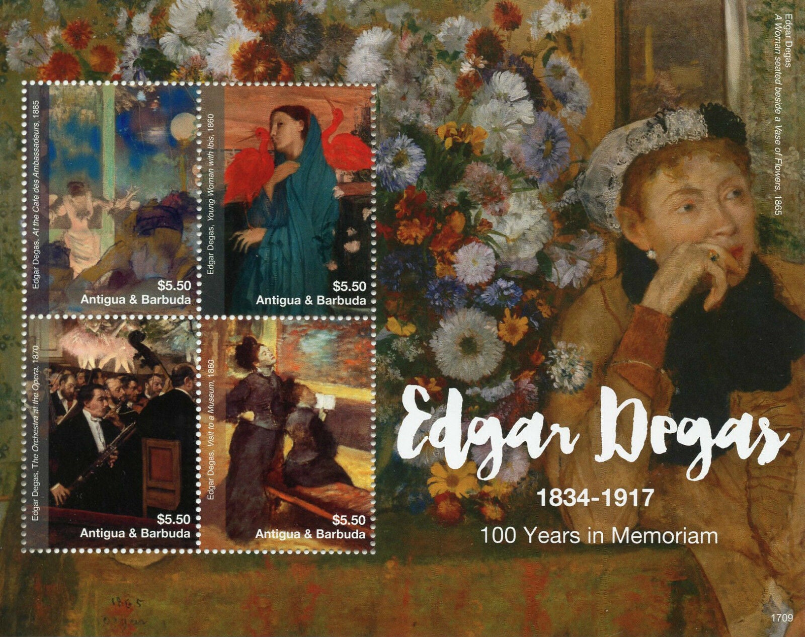 Antigua & Barbuda 2017 MNH Edgar Degas 100th Memorial 4v M/S I Art Stamps