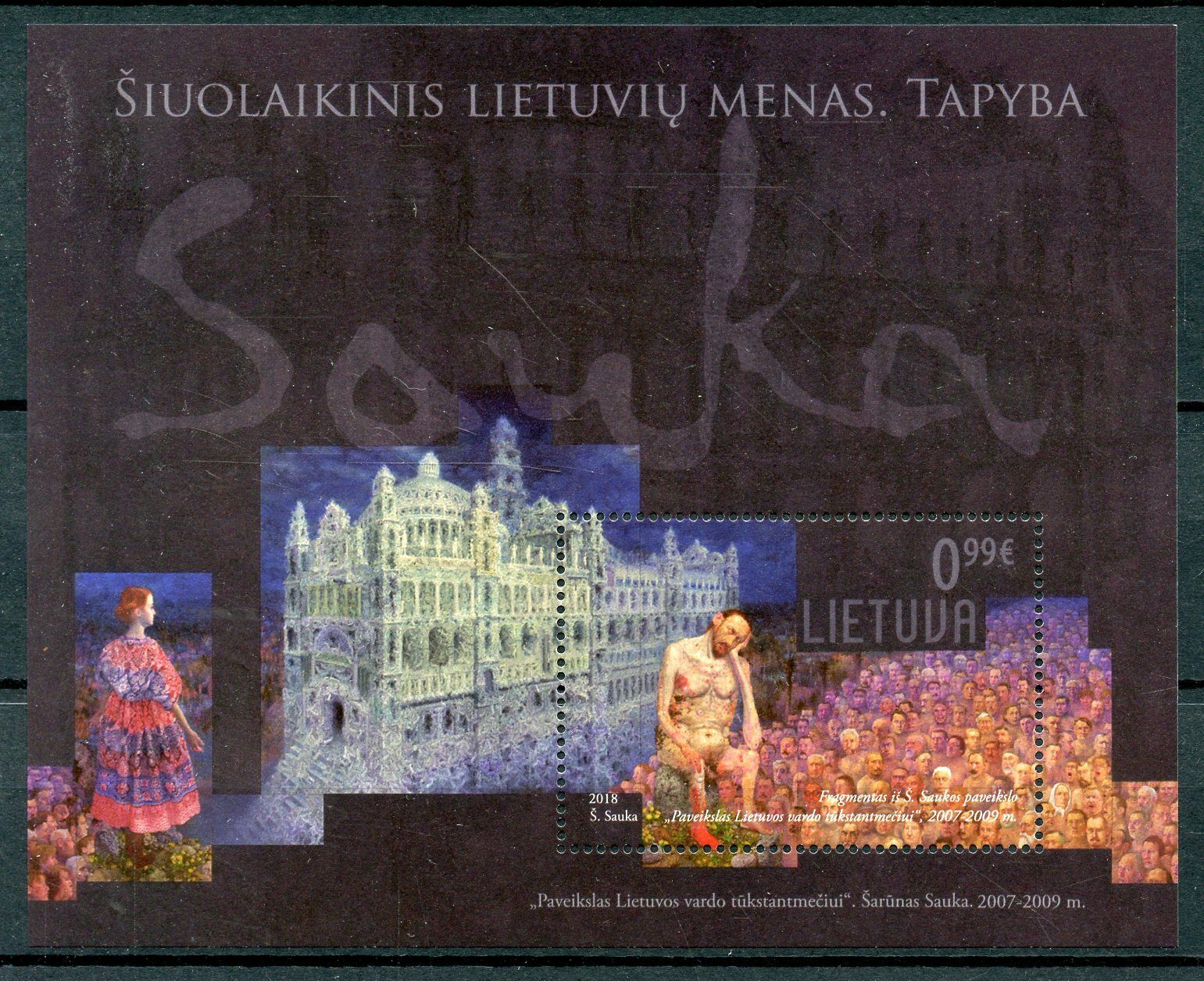 Lithuania 2018 MNH Contemporary Art Sarunas Sauka 1v M/S Paintings Stamps