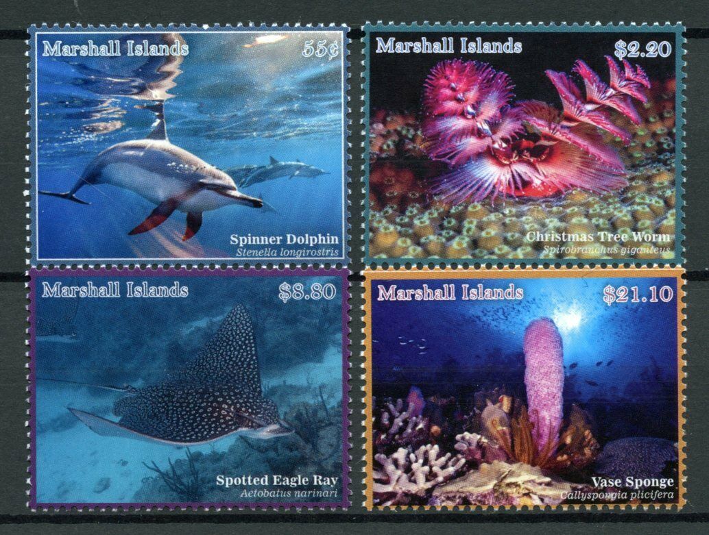 Marshall Islands Marine Life Stamps 2020 MNH Dolphins Corals Fish Rays 4v Set