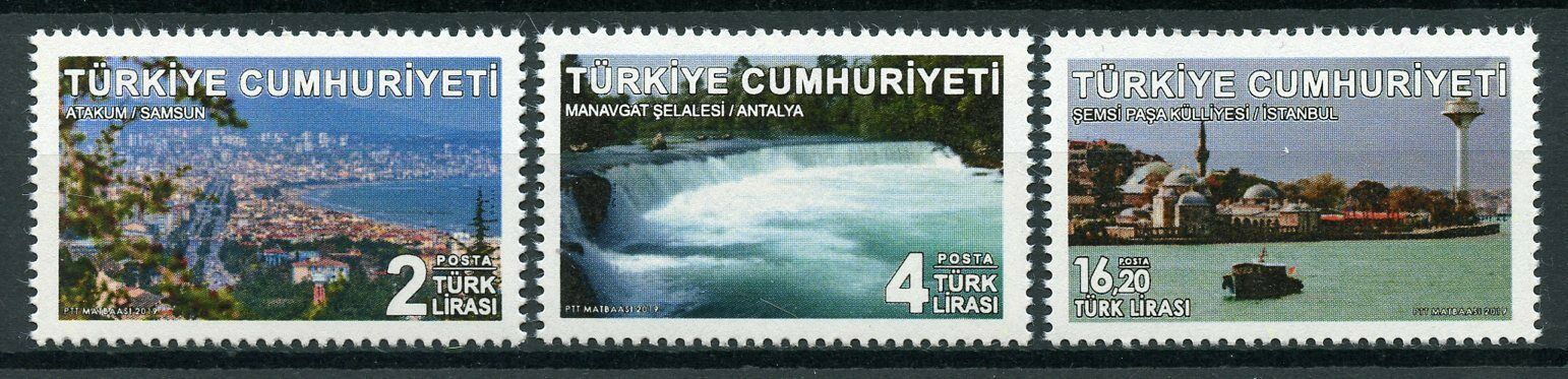 Turkey Tourism & Landscapes Stamps 2019 MNH Waterfalls Architecture Boats 3v Set