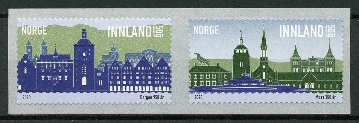 Norway Architecture Stamps 2020 MNH Bergen 950 Years & Moss 300 Years 2v S/A Set