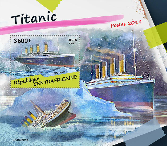 Central African Republic 2019 MNH Titanic 1v S/S Boats Ships Nautical Stamps