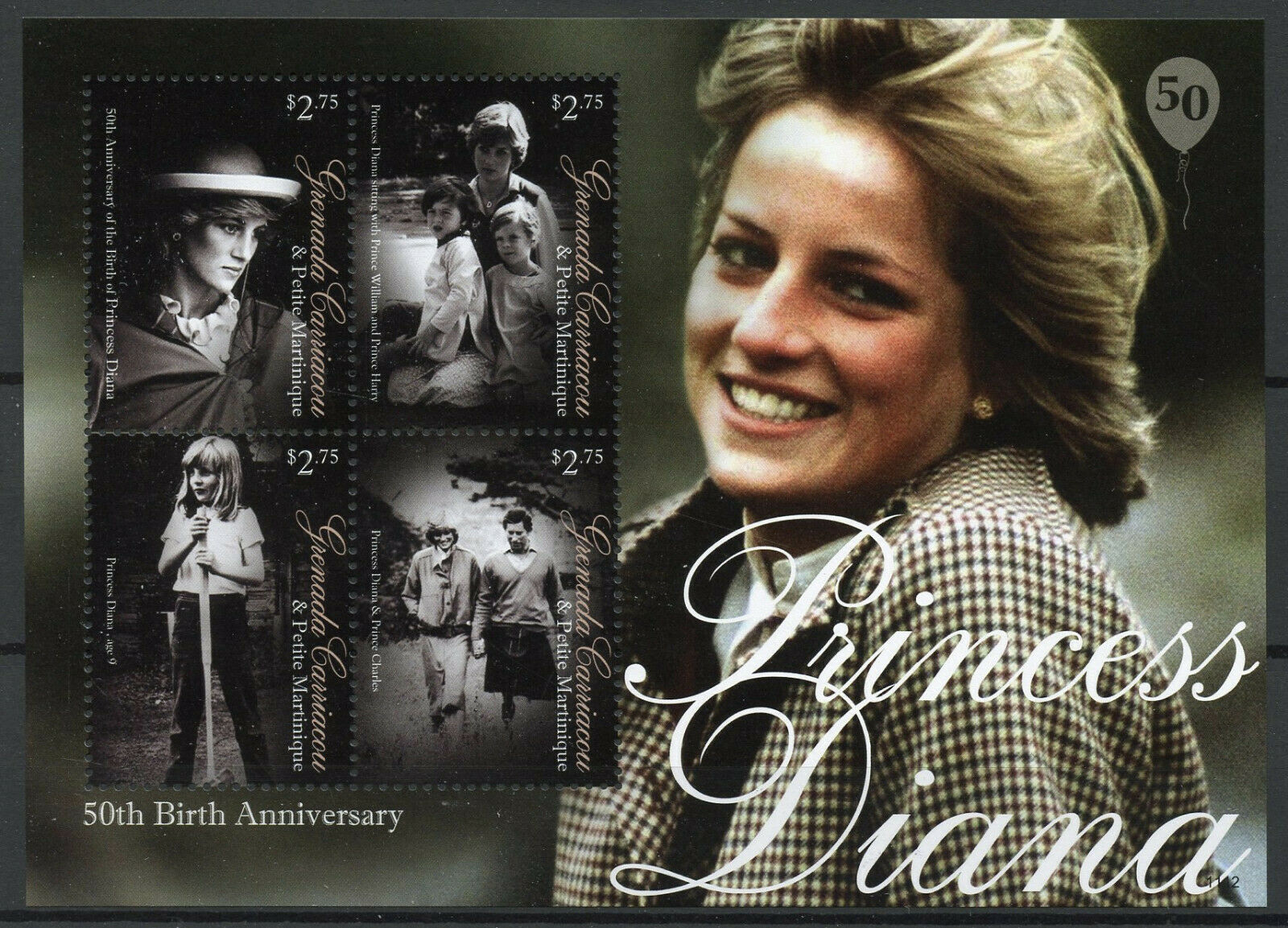 Grenadines Grenada 2011 MNH Royalty Stamps Princess Diana 50th Birth 4v M/S