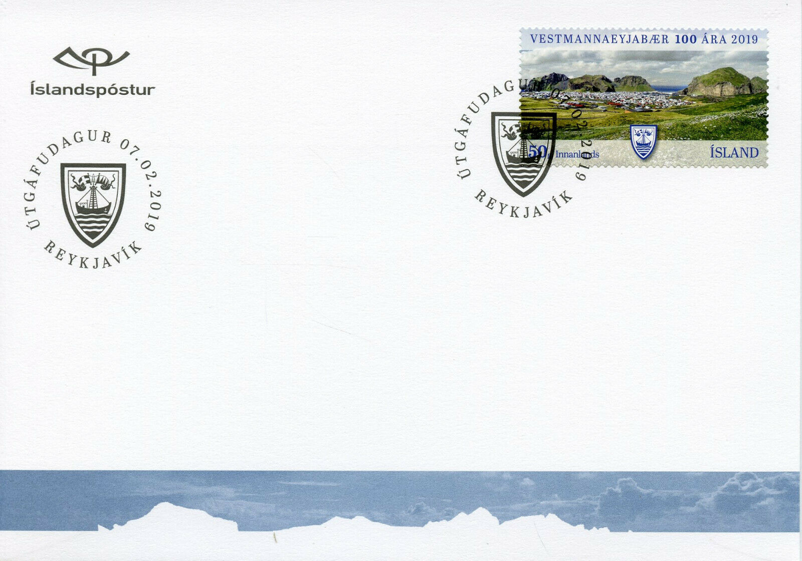 Iceland 2019 FDC Vestmannaeyjar Municipality 1v Cover Tourism Landscapes Stamps
