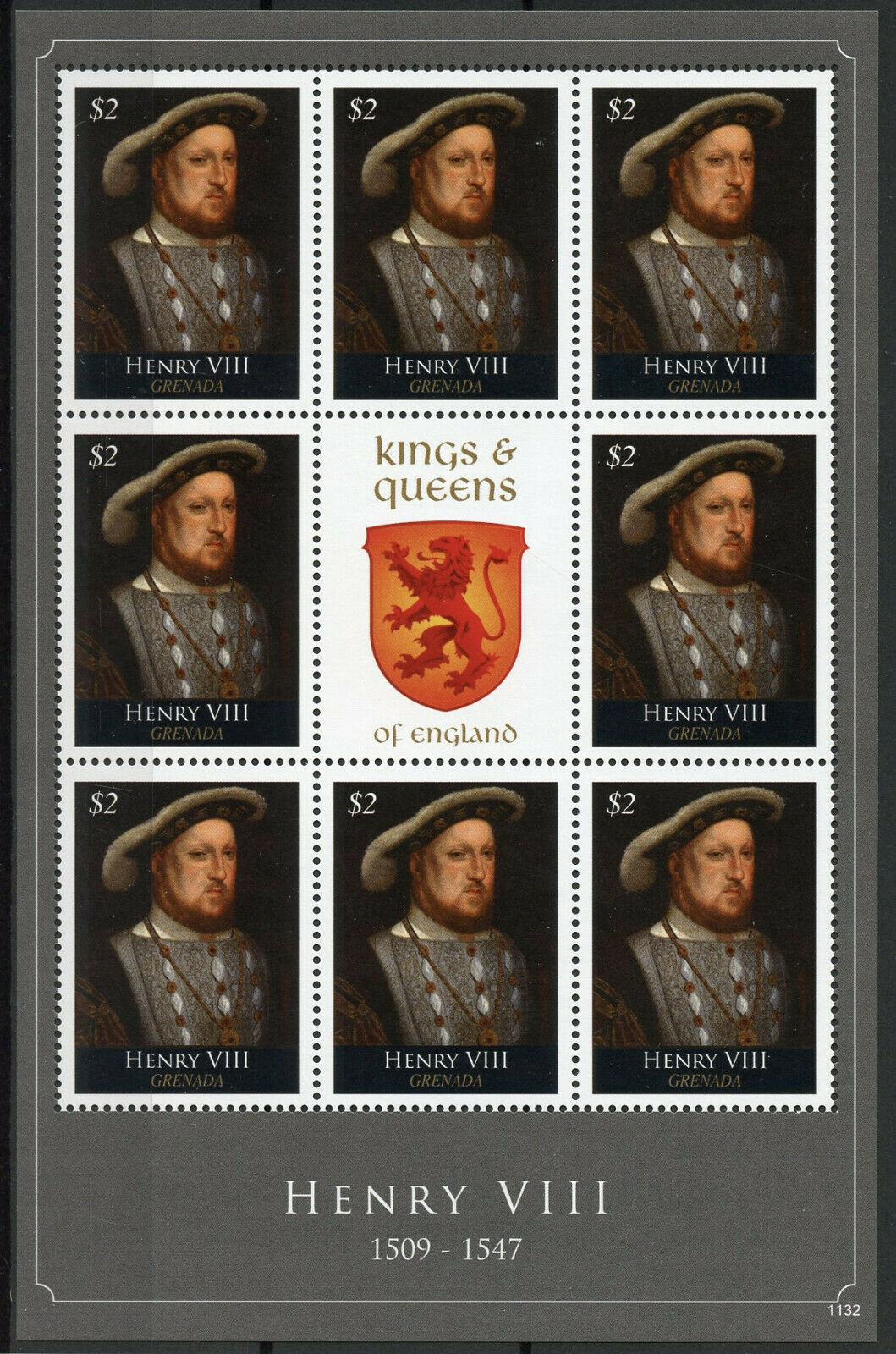 Grenada 2011 MNH Royalty Stamps Kings & Queens of England Henry VIII 8v M/S