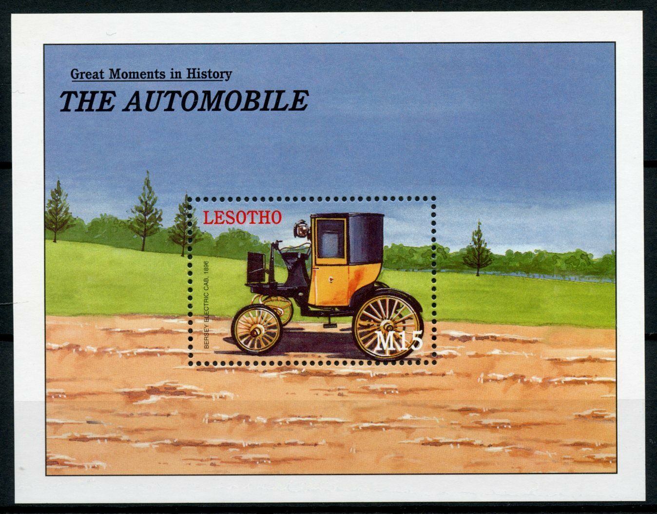 Lesotho 2001 MNH Cars Stamps Automobile History Bersey Electrical Cab 1v S/S IV