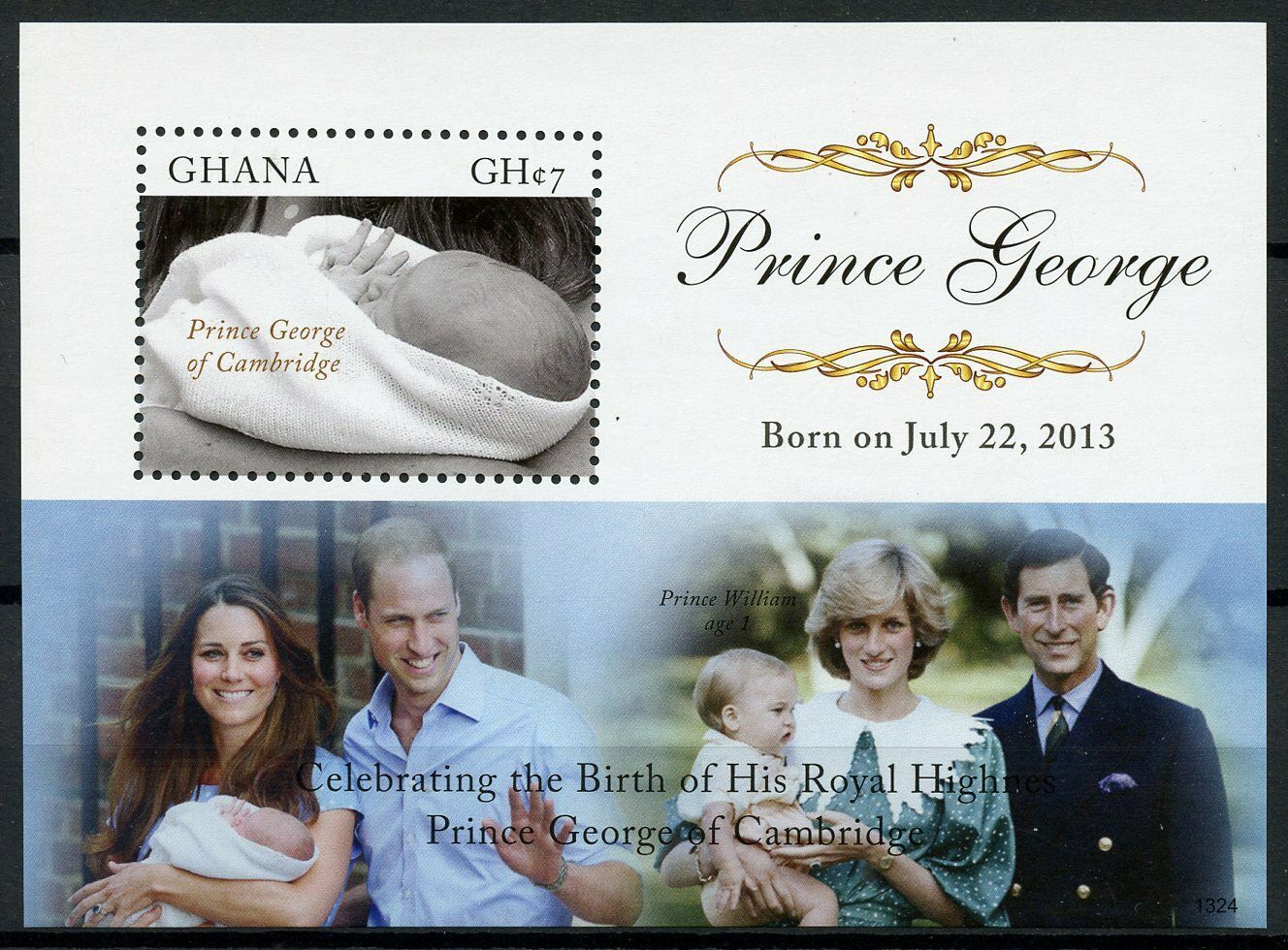 Ghana 2013 MNH Royalty Stamps Prince George Royal Baby William & Kate 1v S/S