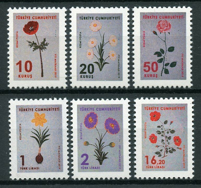 Turkey Flowers Stamps 2019 MNH Definitives Nature Flora 6v Set