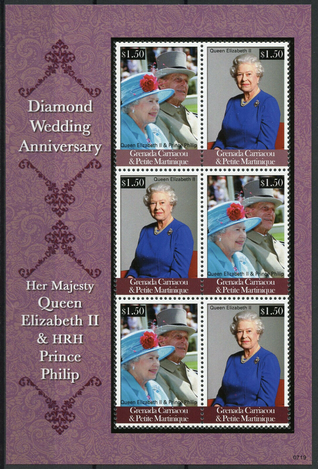 Grenadines Grenada Stamps 2007 MNH Queen Elizabeth II Diamond Wedding 6v M/S