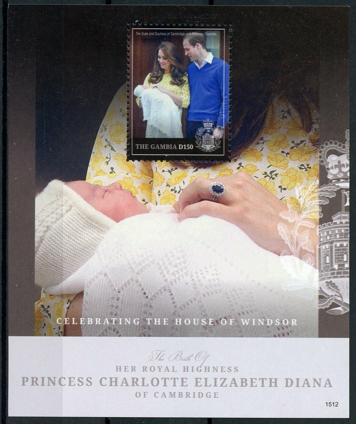 Gambia 2015 MNH Royalty Stamps Princess Charlotte Royal Baby Prince William & Kate 1v S/S