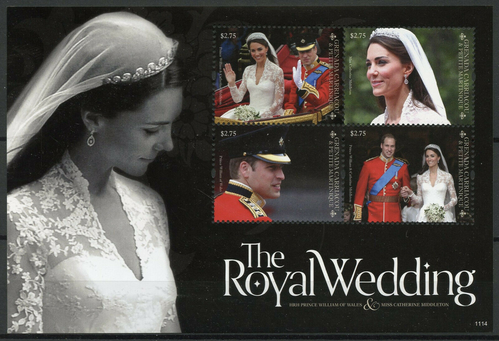 Grenada Grenadines 2011 MNH Royalty Stamps Prince William & Kate Royal Wedding 4v M/S I