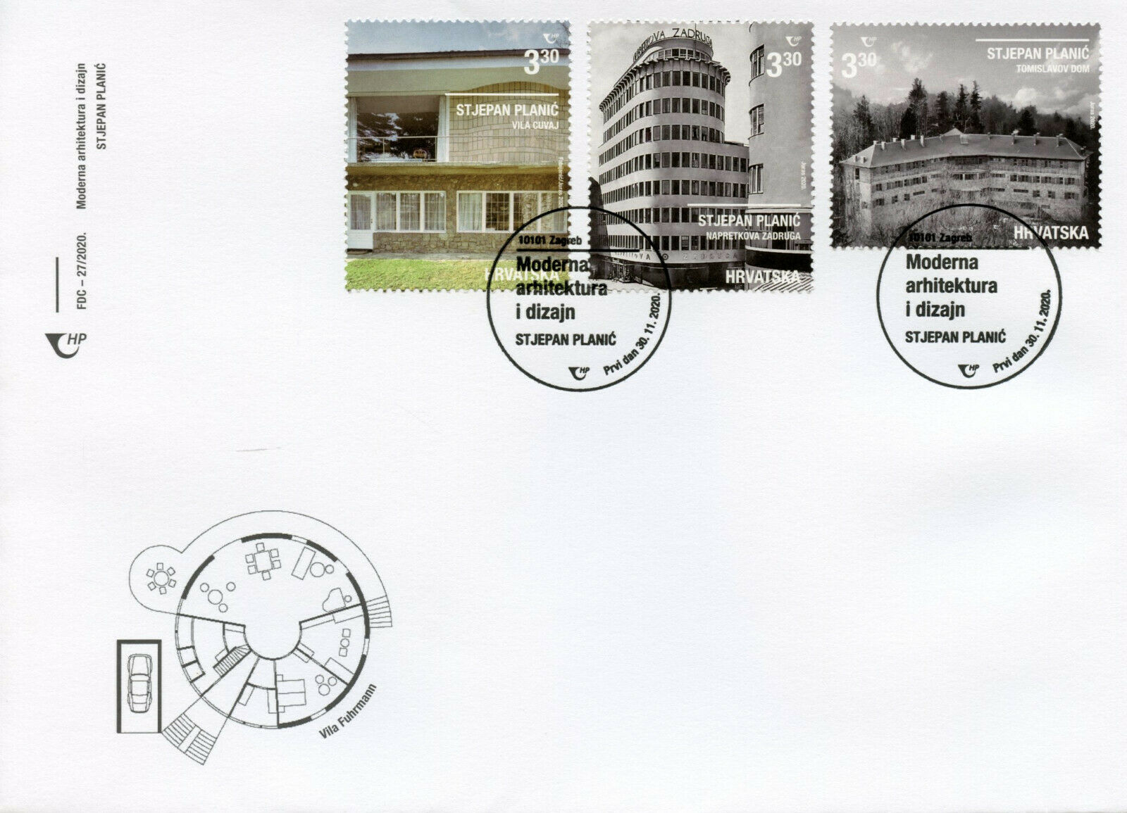 Croatia Modern Architecture Stamps 2020 FDC Stjepan Planic Architects 3v Set