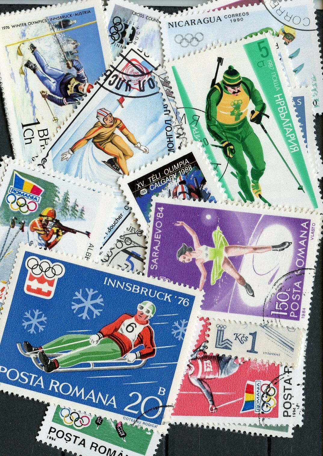 Winter Games Olympics Sports Collection 25 Different Stamps Timbres Briefmarken