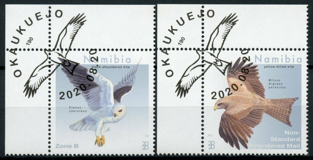 Namibia 2020 CTO Birds on Stamps Kites Yellow-Billed Kite Birds of Prey 2v Set