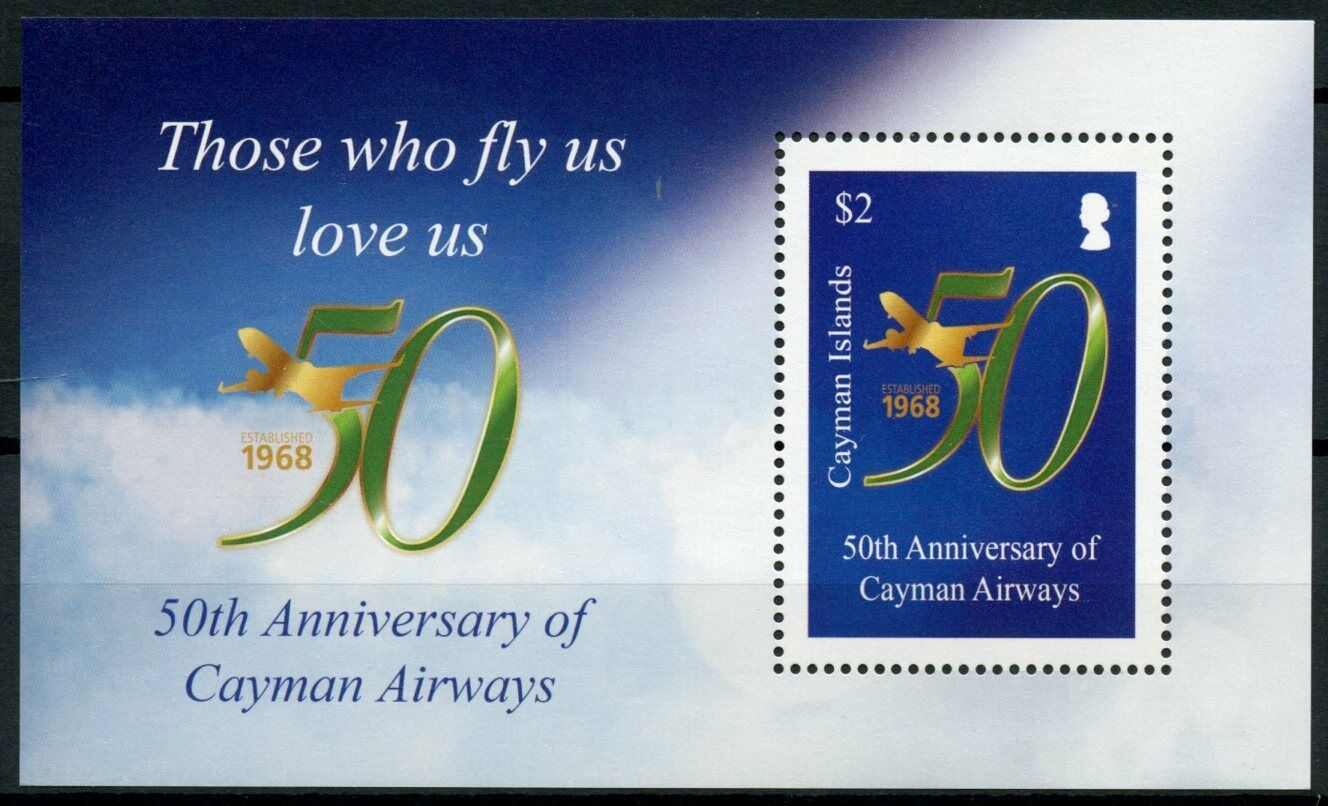 Cayman Islands 2018 MNH Aviation Stamps Cayman Airways 50th Anniv 1v M/S