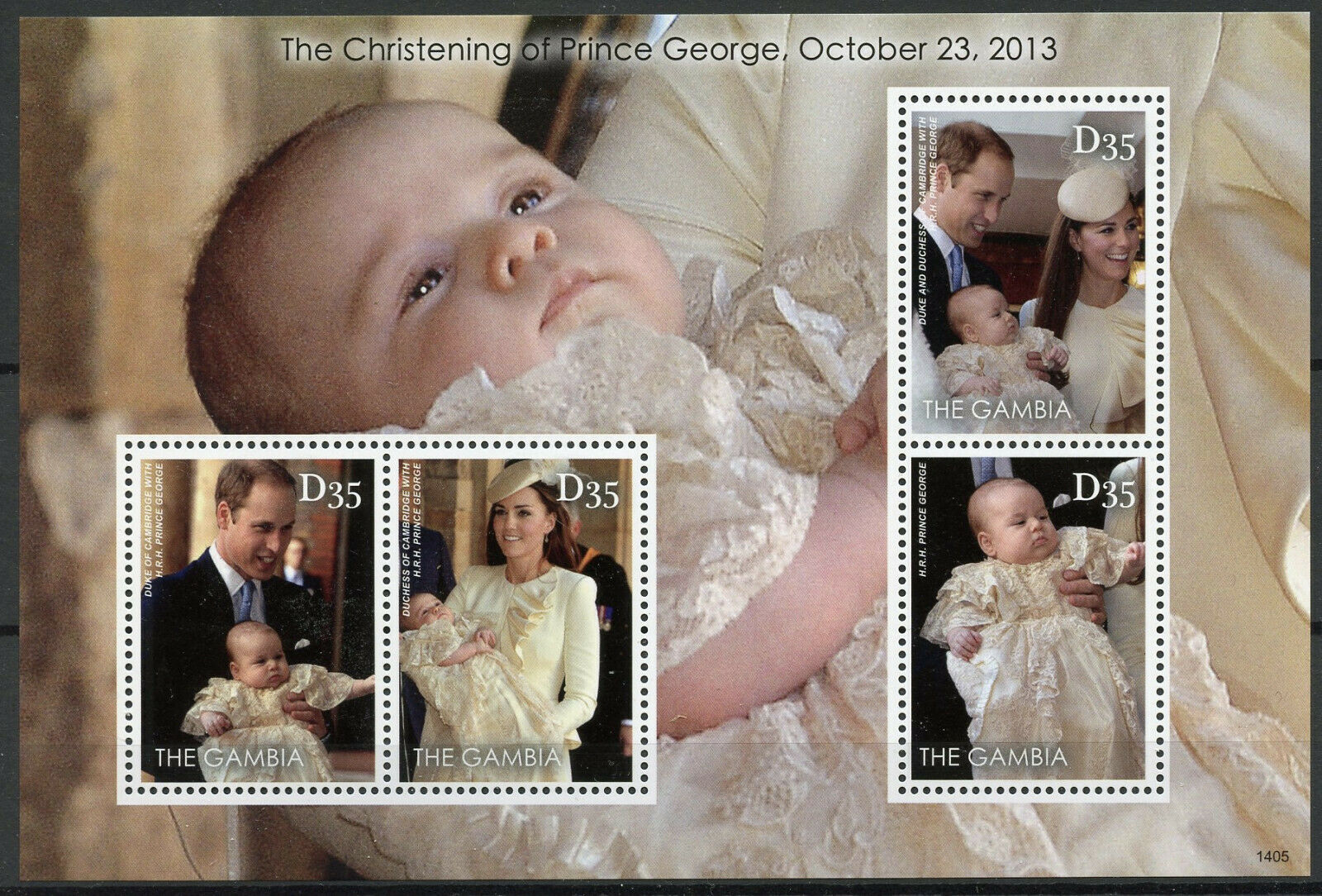 Gambia 2014 MNH Royalty Stamps Christening Prince George William & Kate 4v M/S