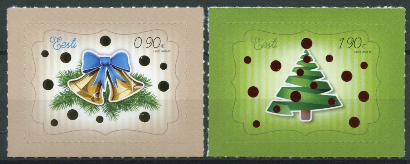 Estonia Christmas Stamps 2020 MNH Trees Decorations Seasonal 2v S/A Set