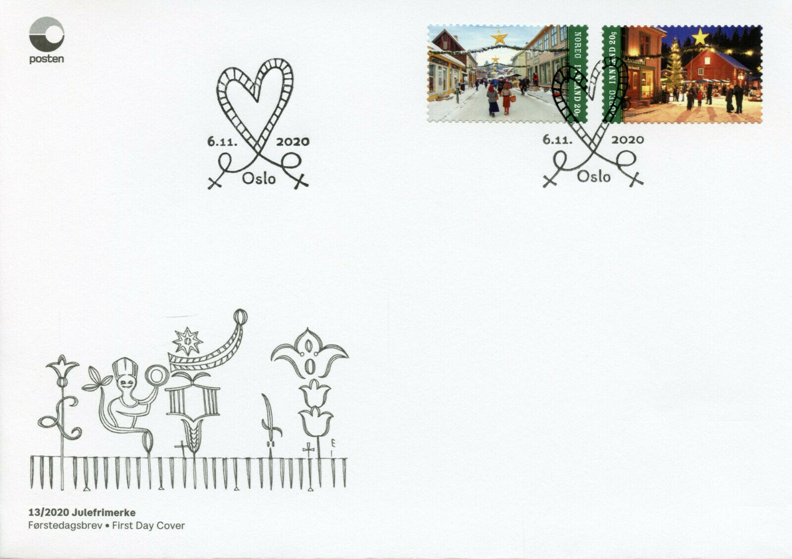 Norway Christmas Stamps 2020 FDC Markets Cultures & Traditions 2v S/A Set