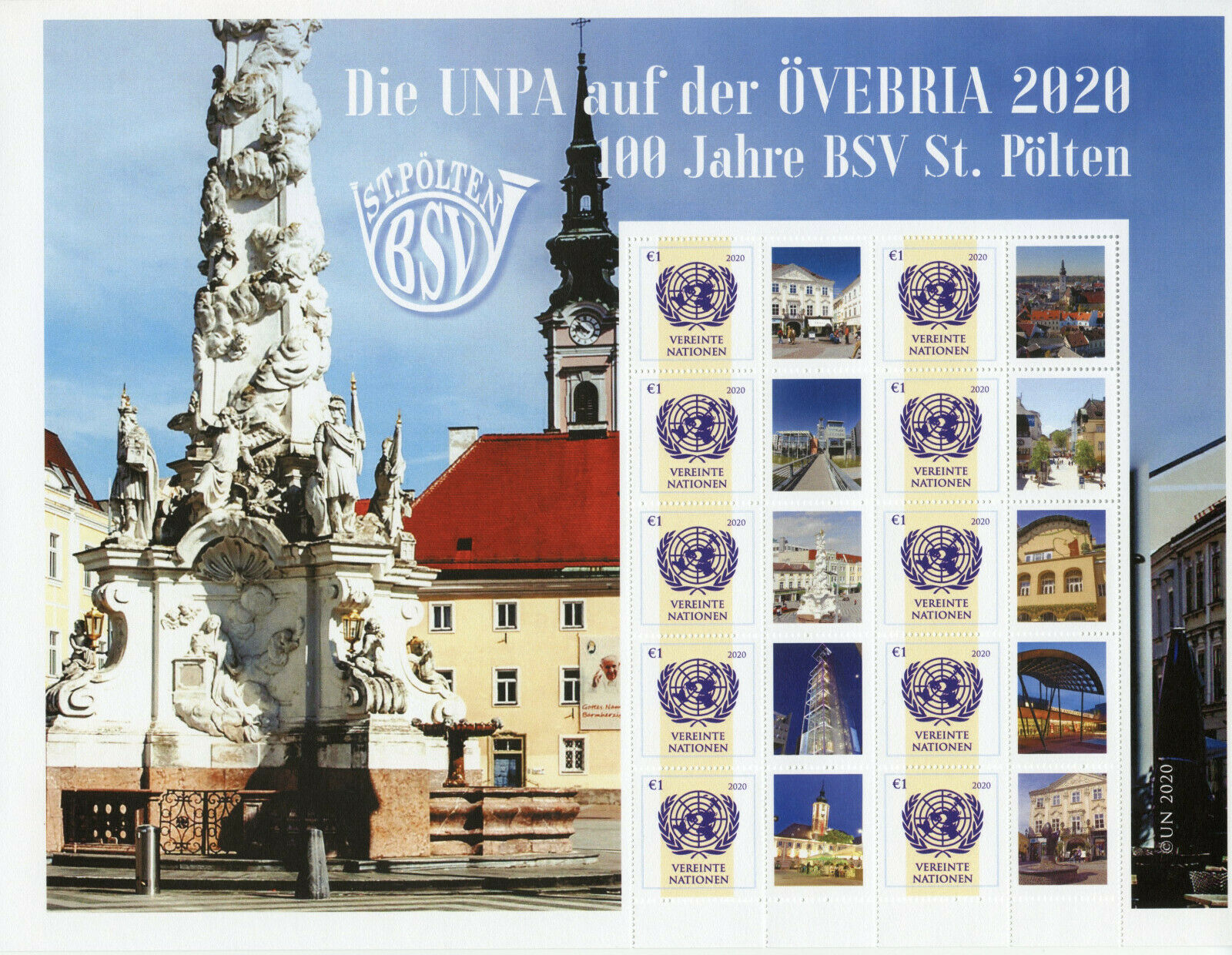 United Nations UN Architecture Stamps 2020 MNH Ovebria BSV St Polten 10v M/S