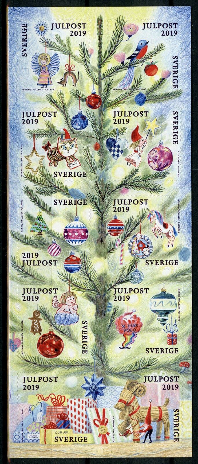 Sweden Christmas Stamps 2019 MNH Trees Decorations Angels 10v S/A Booklet