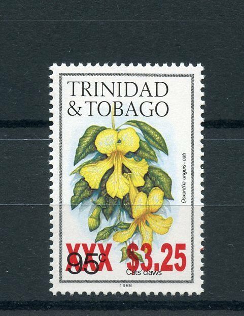 Trinidad & Tobago 2015 MNH Flowers Cats Claws OVPT 1v Set Flower Flora Stamps