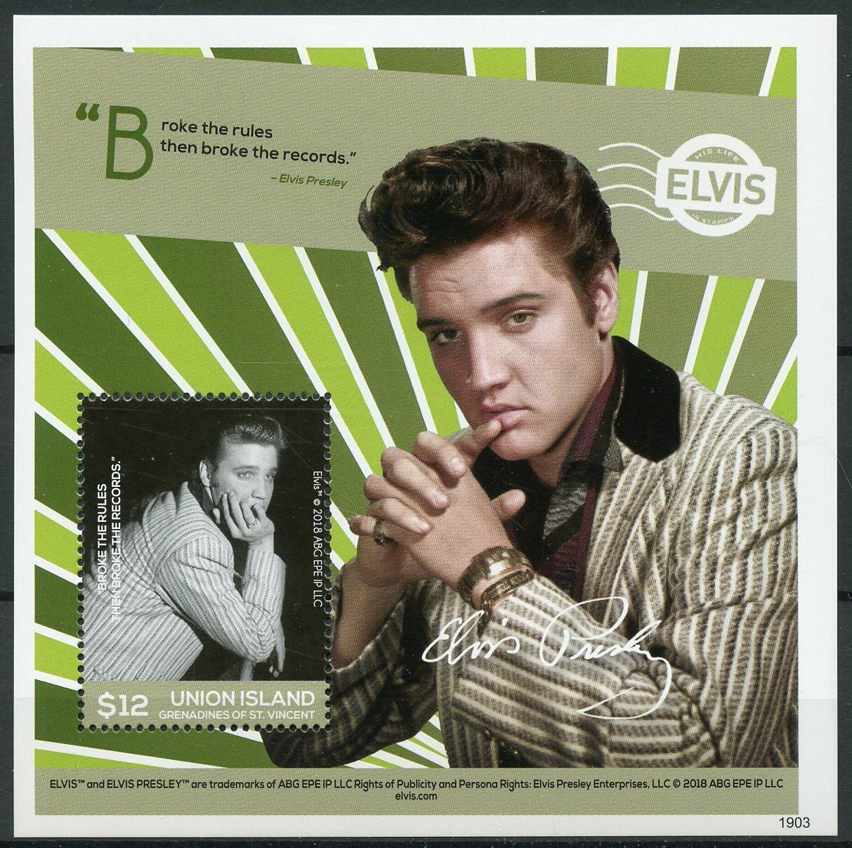 Union Island Gren St Vincent 2019 MNH Elvis Presley Life in Stamps 1v S/S III