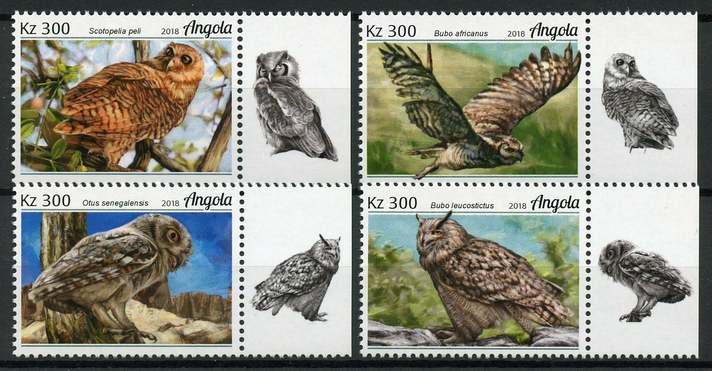 Angola Birds on Stamps 2018 MNH Owls Owl Spotted Eagle-Owl 4v Set