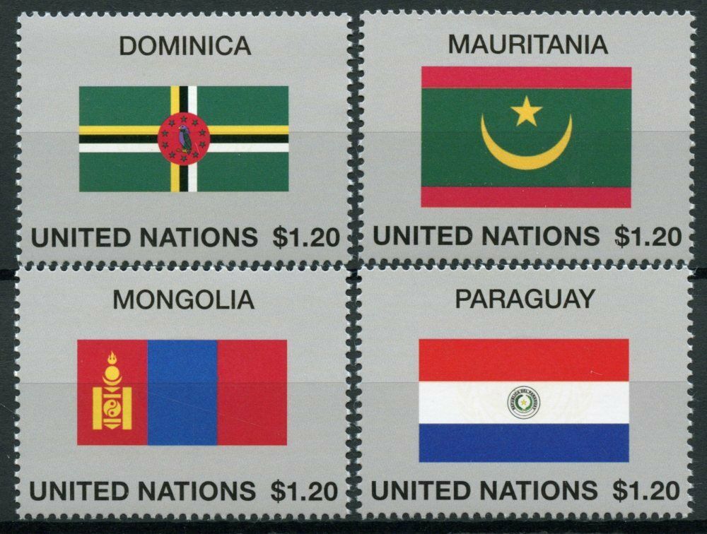 United Nations UN Flags Stamps 2020 MNH Flag Series 57 Mongolia Paraguay 4v Set