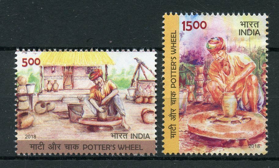 India 2018 MNH Potter's Potters Wheel 2v Set Crafts Cultures Traditions Stamps