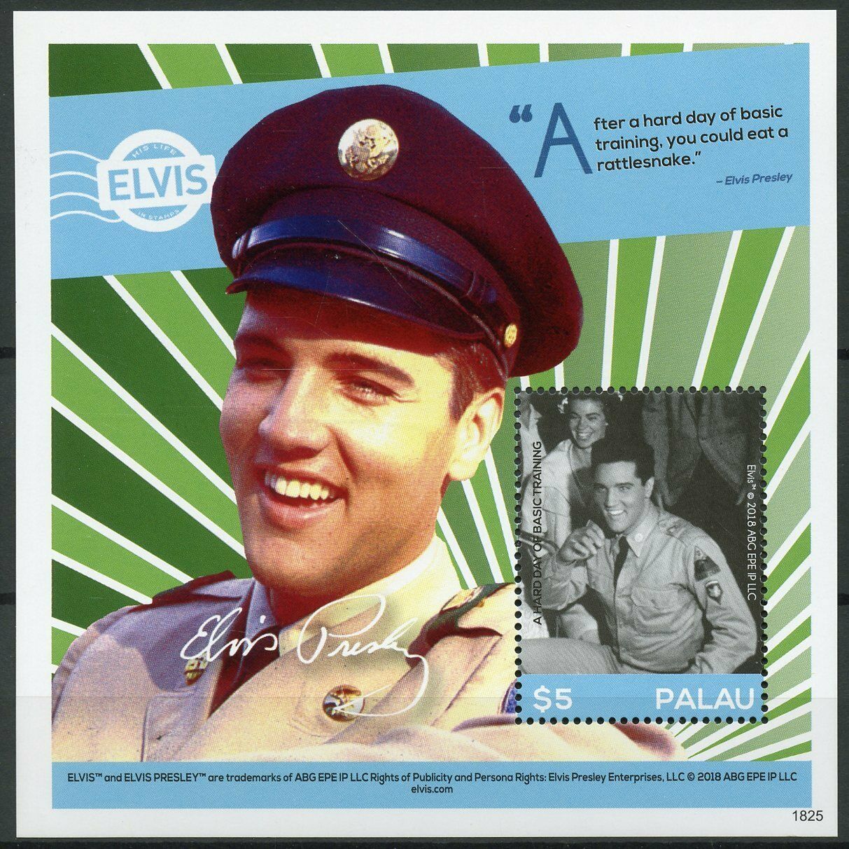 Palau 2018 MNH Elvis Presley Life in Stamps Military Training 1v S/S III Music