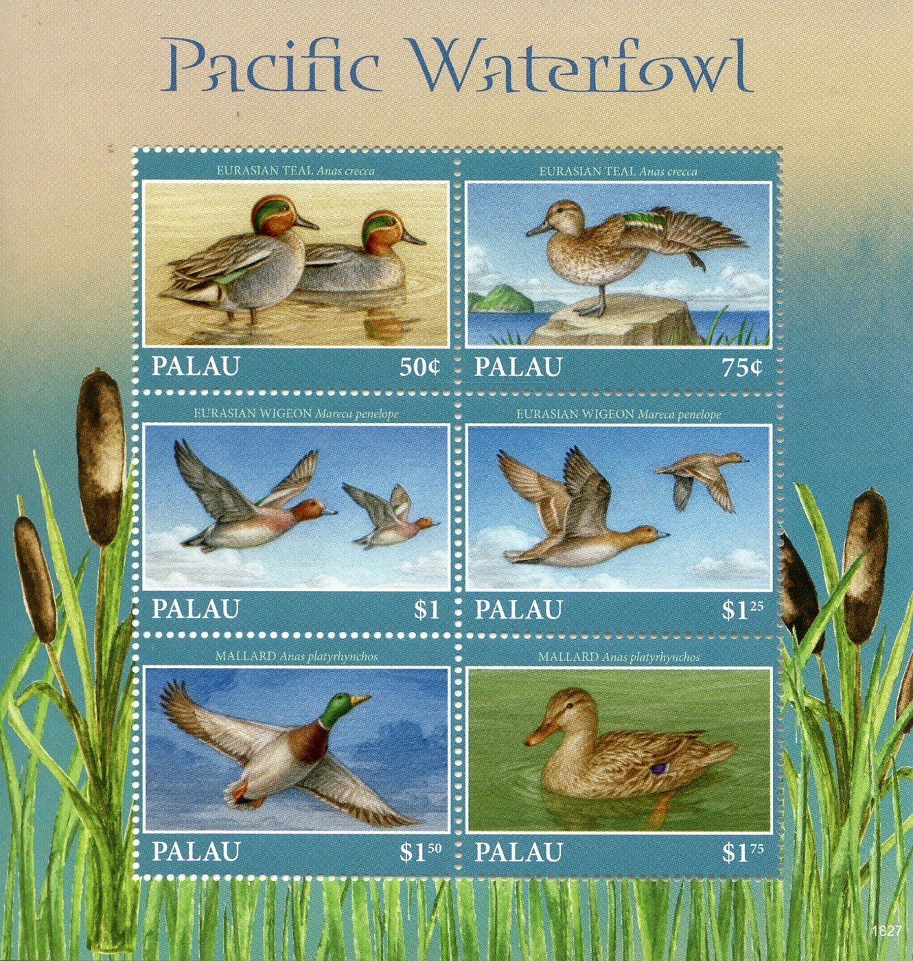 Palau 2018 MNH Birds on Stamps Pacific Waterfowl Wigeon Mallard Ducks 6v M/S I