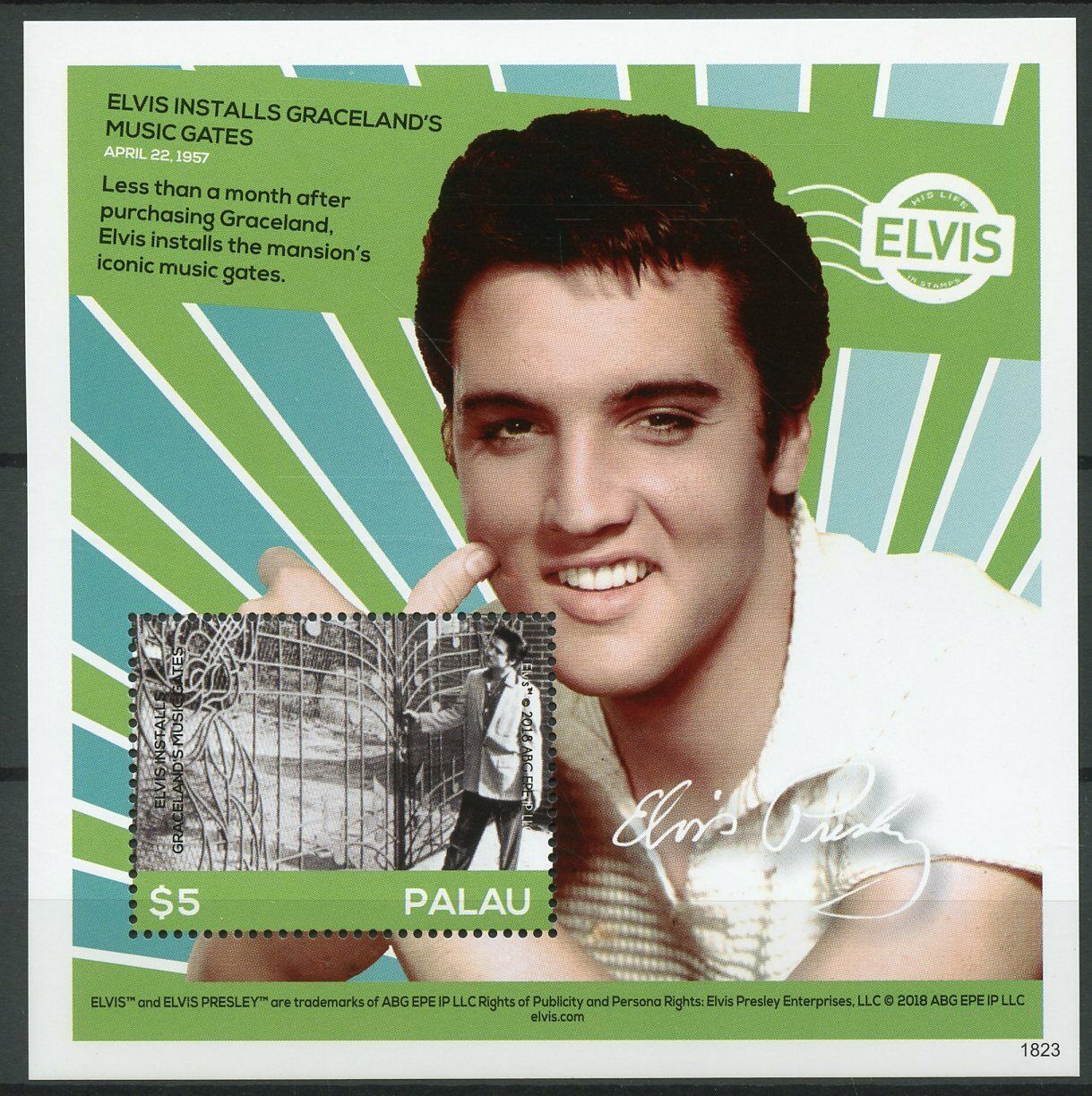 Palau 2018 MNH Elvis Presley Life in Stamps Graceland Celebrities Music 1v S/S I
