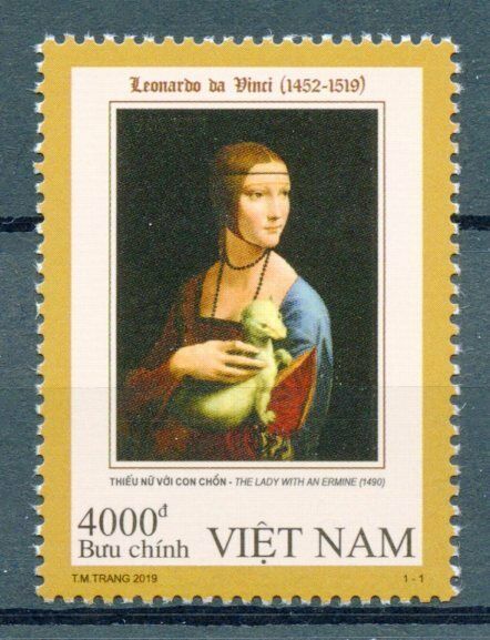 Vietnam Art Stamps 2019 MNH Leonardo Da Vinci Lady with Ermine Paintings 1v Set