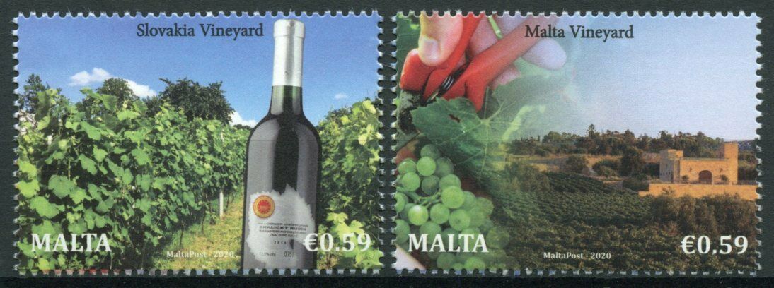 Malta Gastronomy Stamps 2020 MNH Viticulture JIS Slovakia Wines Cultures 2v Set