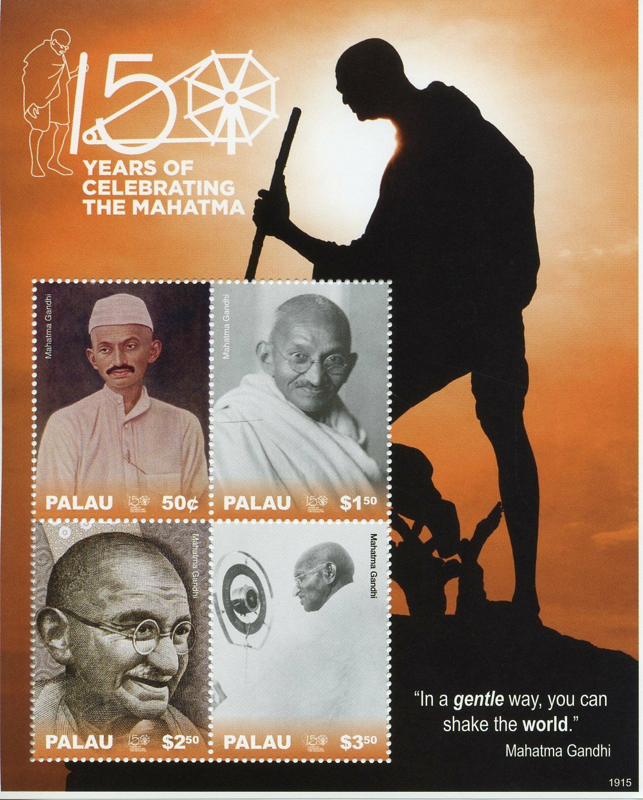 Palau 2019 MNH Mahatma Gandhi Stamps Famous People Historical Figures 4v M/S