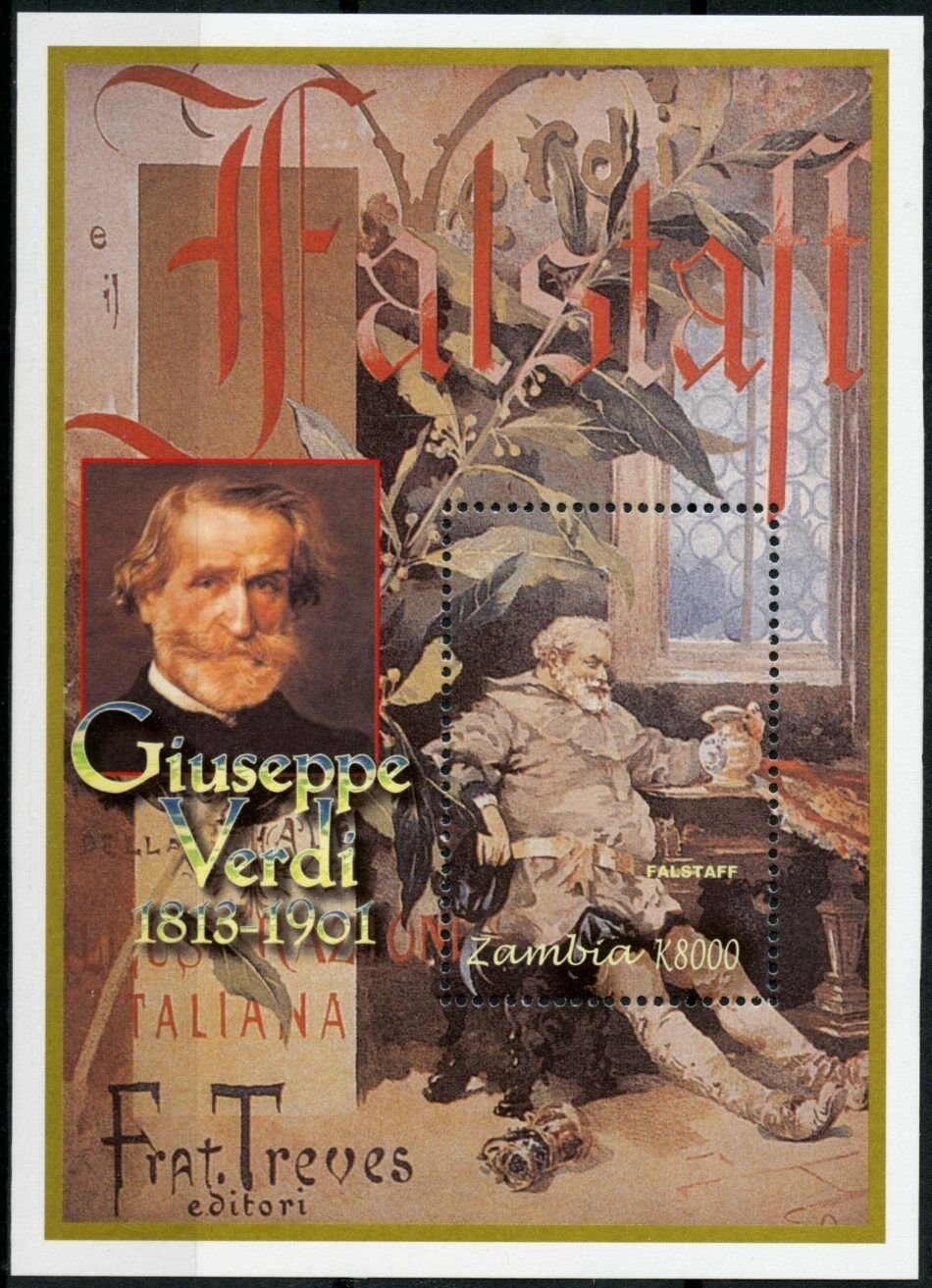 Zambia 2001 MNH Music Stamps Giuseppe Verdi Falstaff Opera Composers 1v S/S