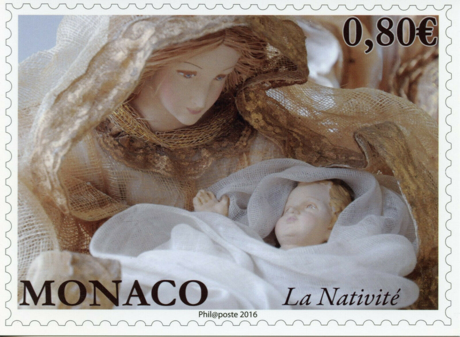 Monaco Christmas Stamps on Postcard 2016 Nativity 1v Set