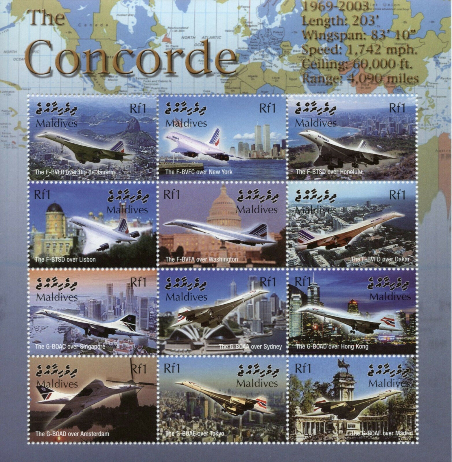 Maldives 2004 MNH Aviation Stamps Concorde Aircraft Sydney Opera House 12v M/S