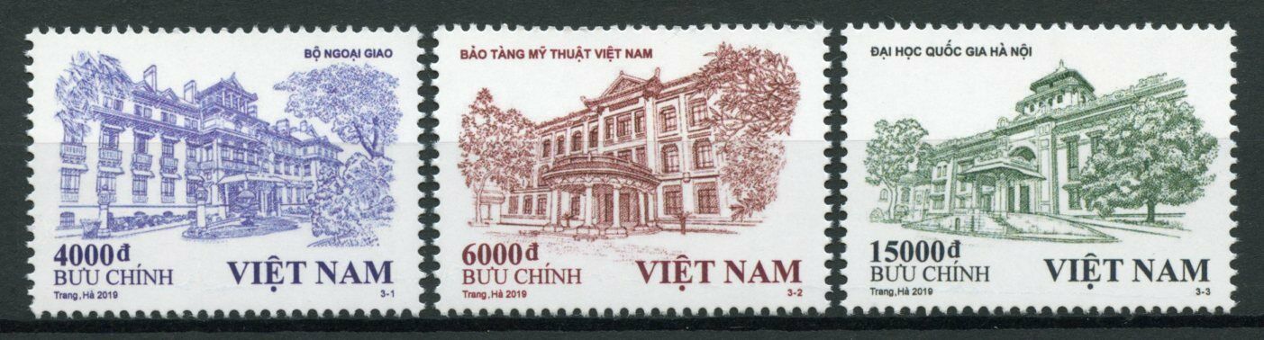 Vietnam Architecture Stamps 2019 MNH Buildings Trees 3v Set