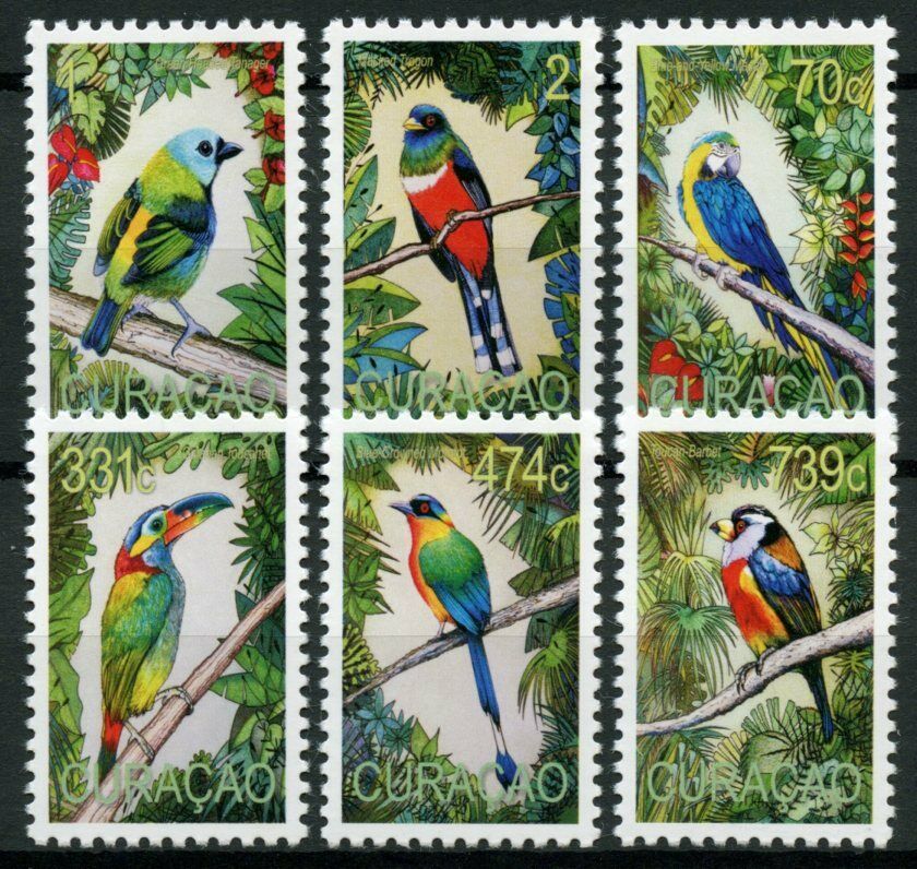 Curacao South American Birds on Stamps 2020 MNH Macaws Parrots 6v Set