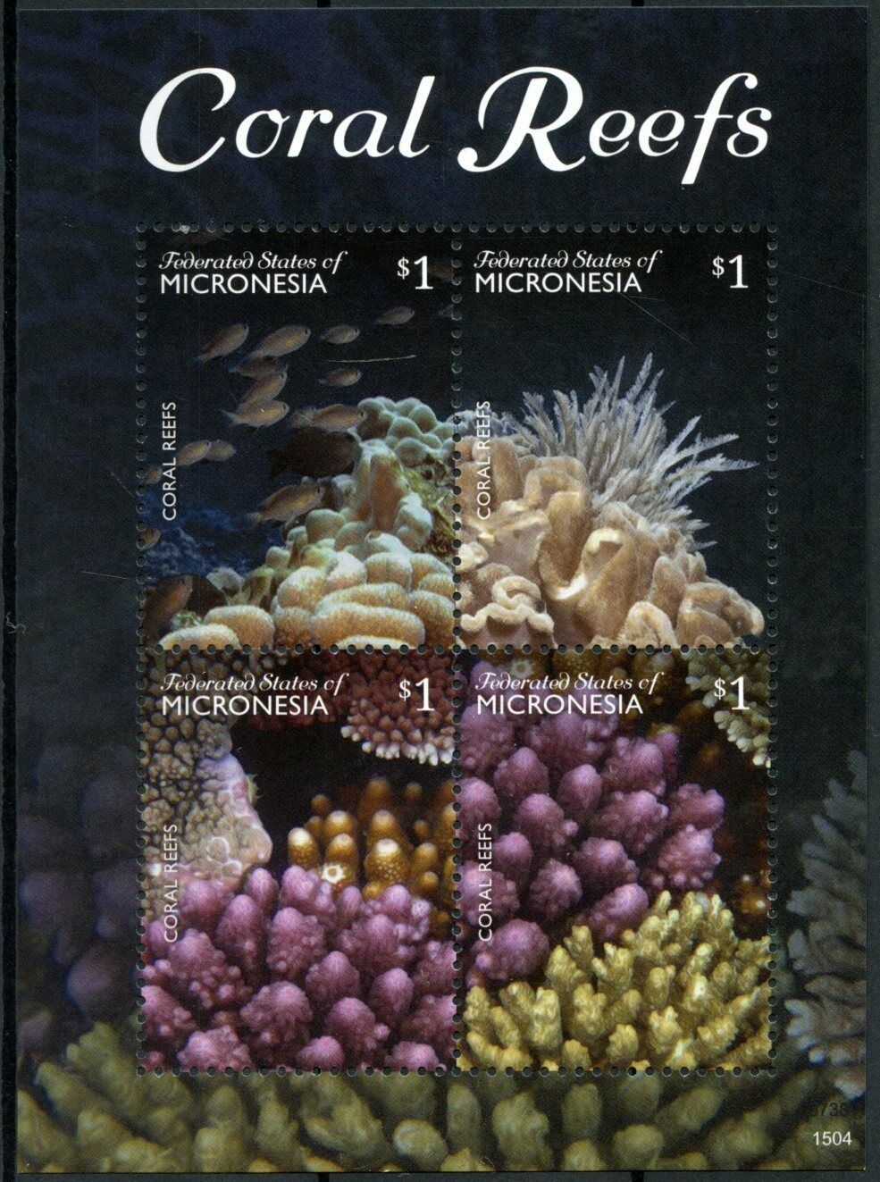 Micronesia Marine Animals Stamps 2015 MNH Coral Reefs Corals 4v M/S II