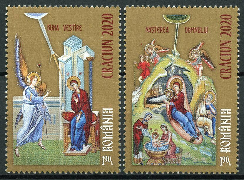 Romania Christmas Stamps 2020 MNH Nativity Angels Mary Baby Jesus 2v Set