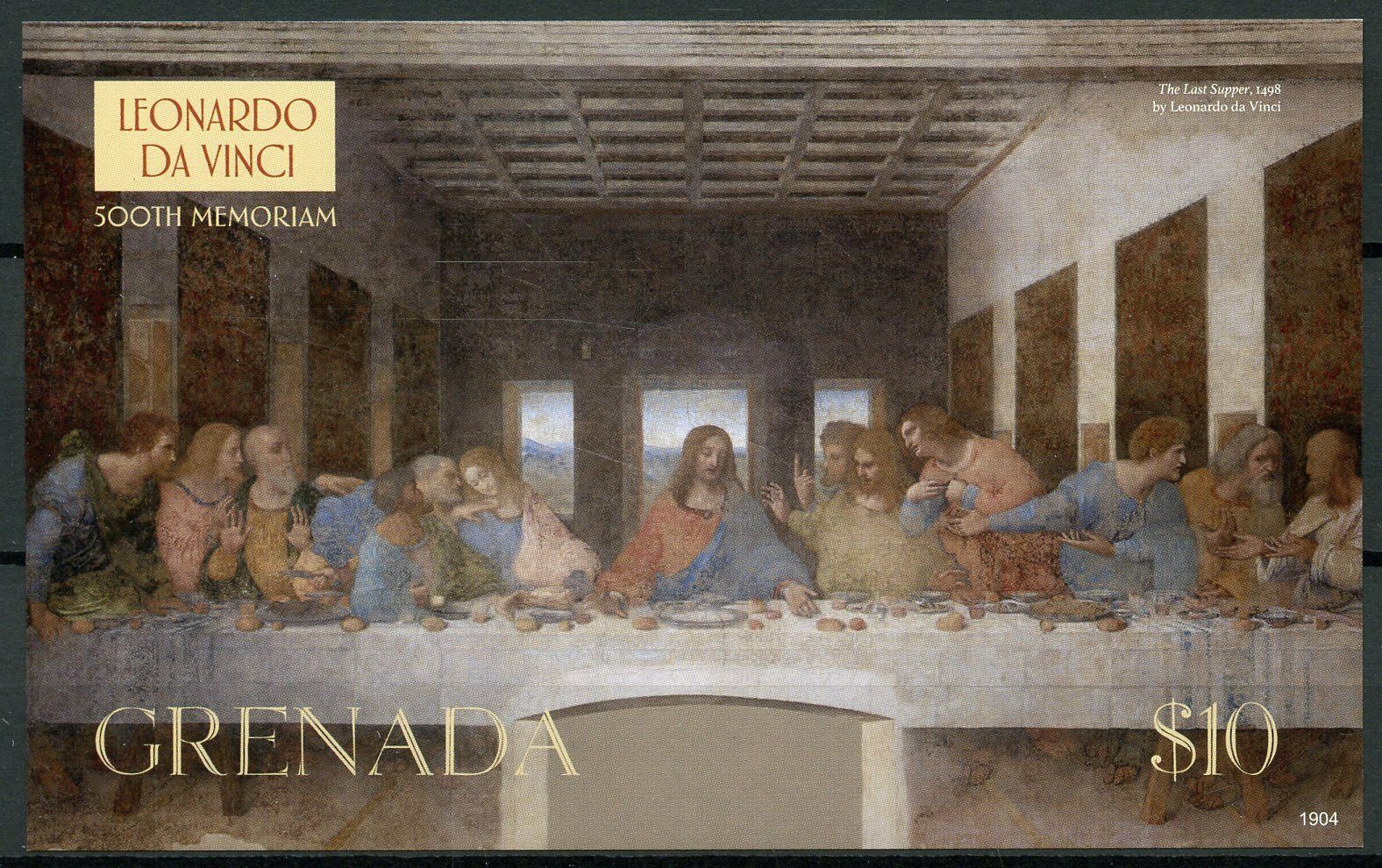 Grenada 2019 MNH Art Stamps Leonardo Da Vinci 500th Mem Last Supper 1v IMPF S/S