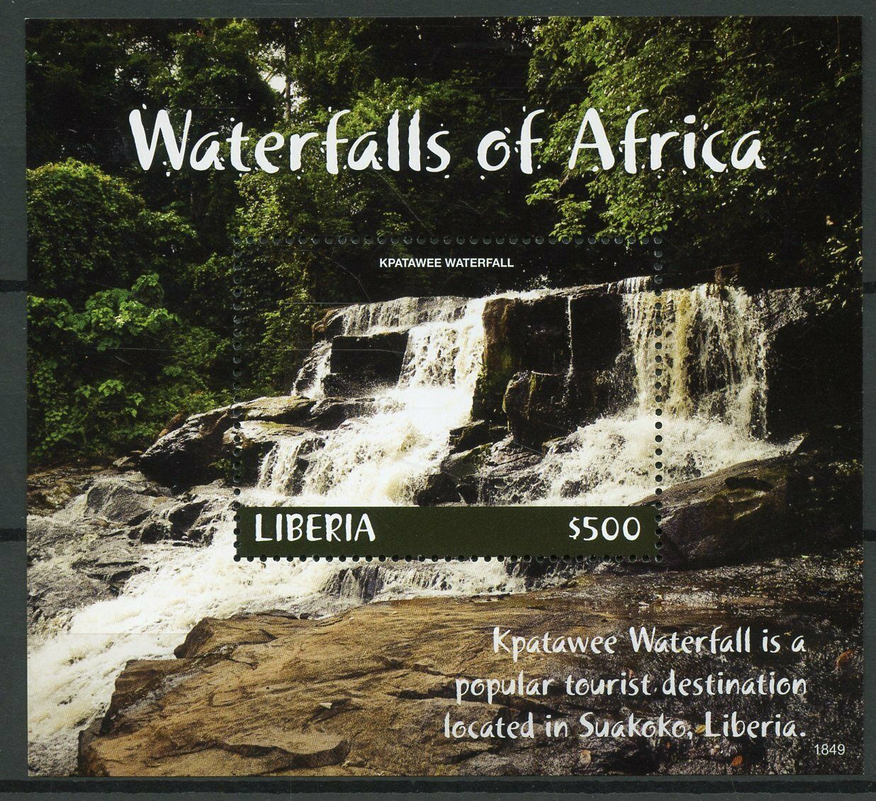 Liberia Landscapes Stamps 2018 MNH Waterfalls of Africa Kpatawee Waterfall 1v SS