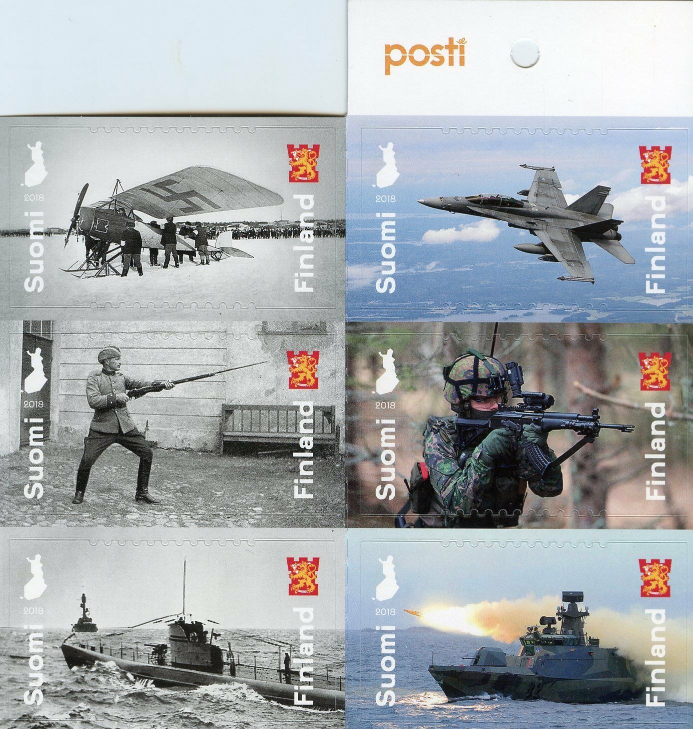 Finland 2018 MNH Defence Forces 100 Yrs 6v S/A Booklet Ships Aviation Stamps