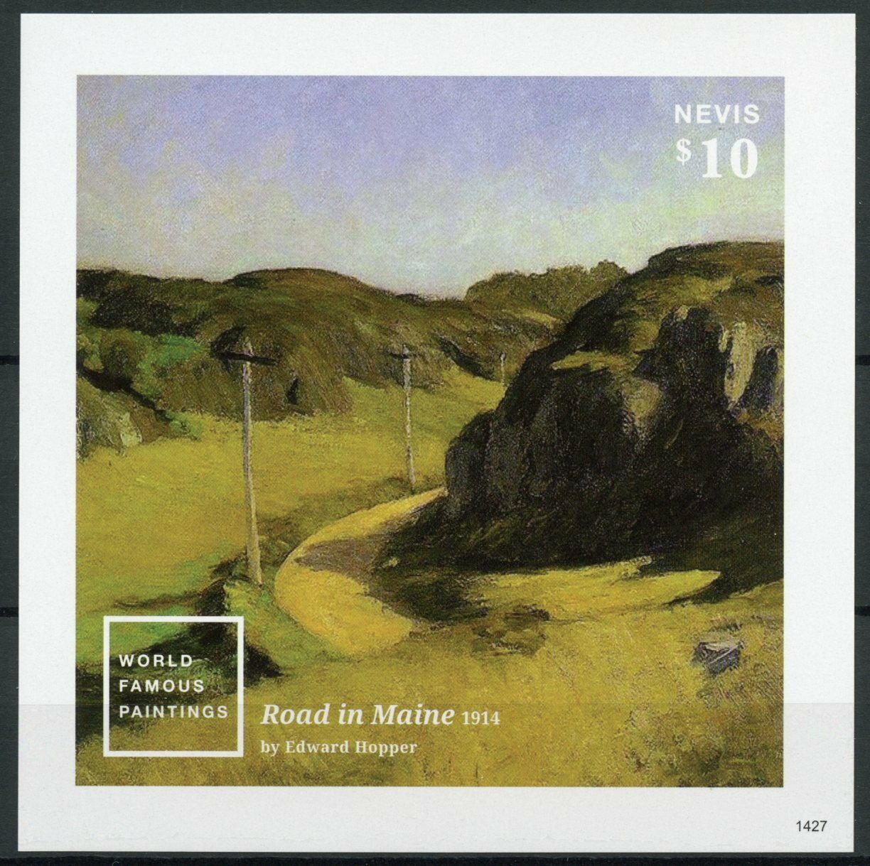 Nevis 2014 MNH Art Stamps World Famous Paintings Edward Hopper 1v IMPF S/S II