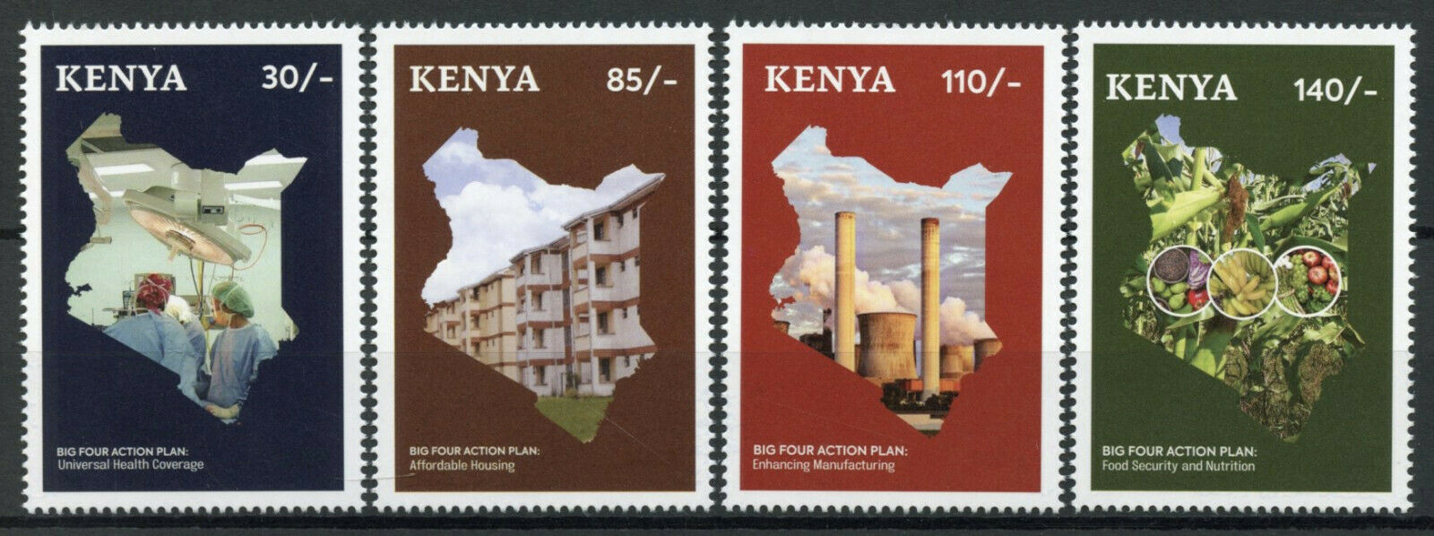 Kenya Stamps 2019 MNH Big Four Action Plan Architecture Education Plants 4v Set