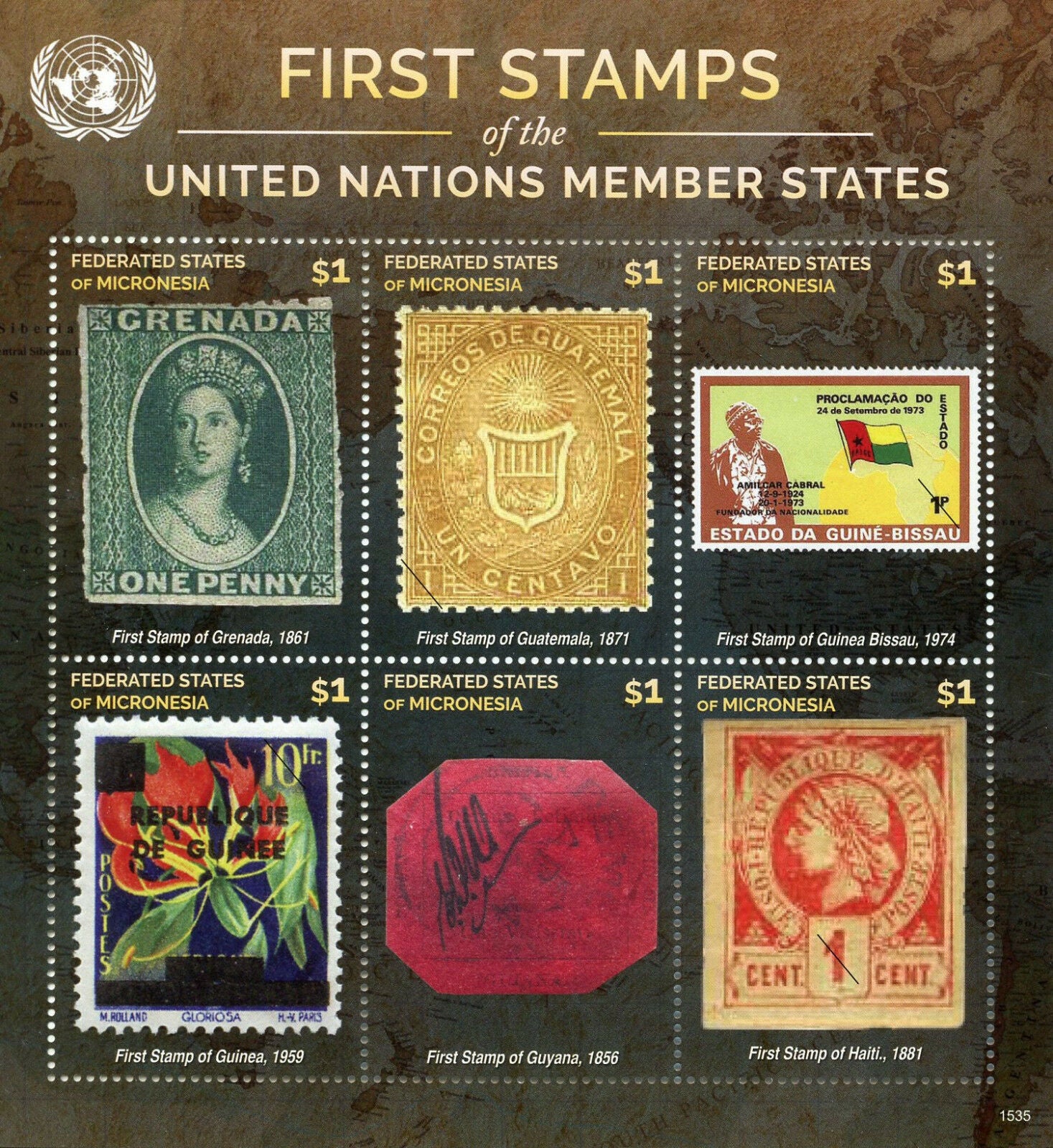 Micronesia 2015 MNH 1st Stamps UN Member 6v M/S VII British Guiana 1c Magenta