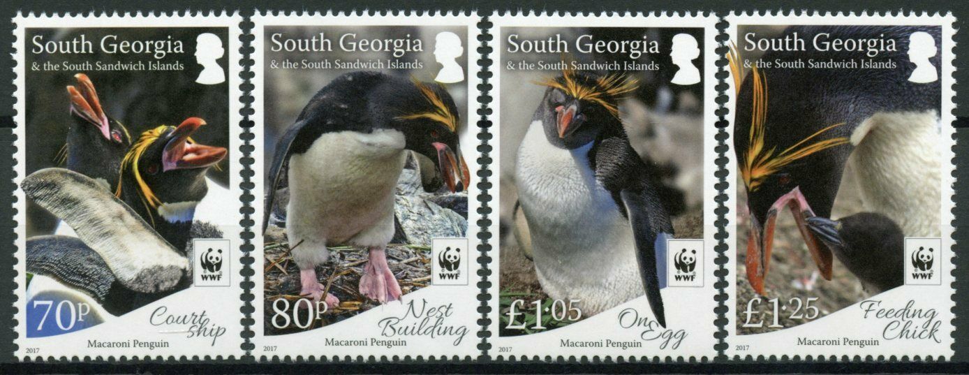 South Georgia & Sandwich Isl Birds Stamps 2017 MNH Macaroni Penguins WWF 4v Set