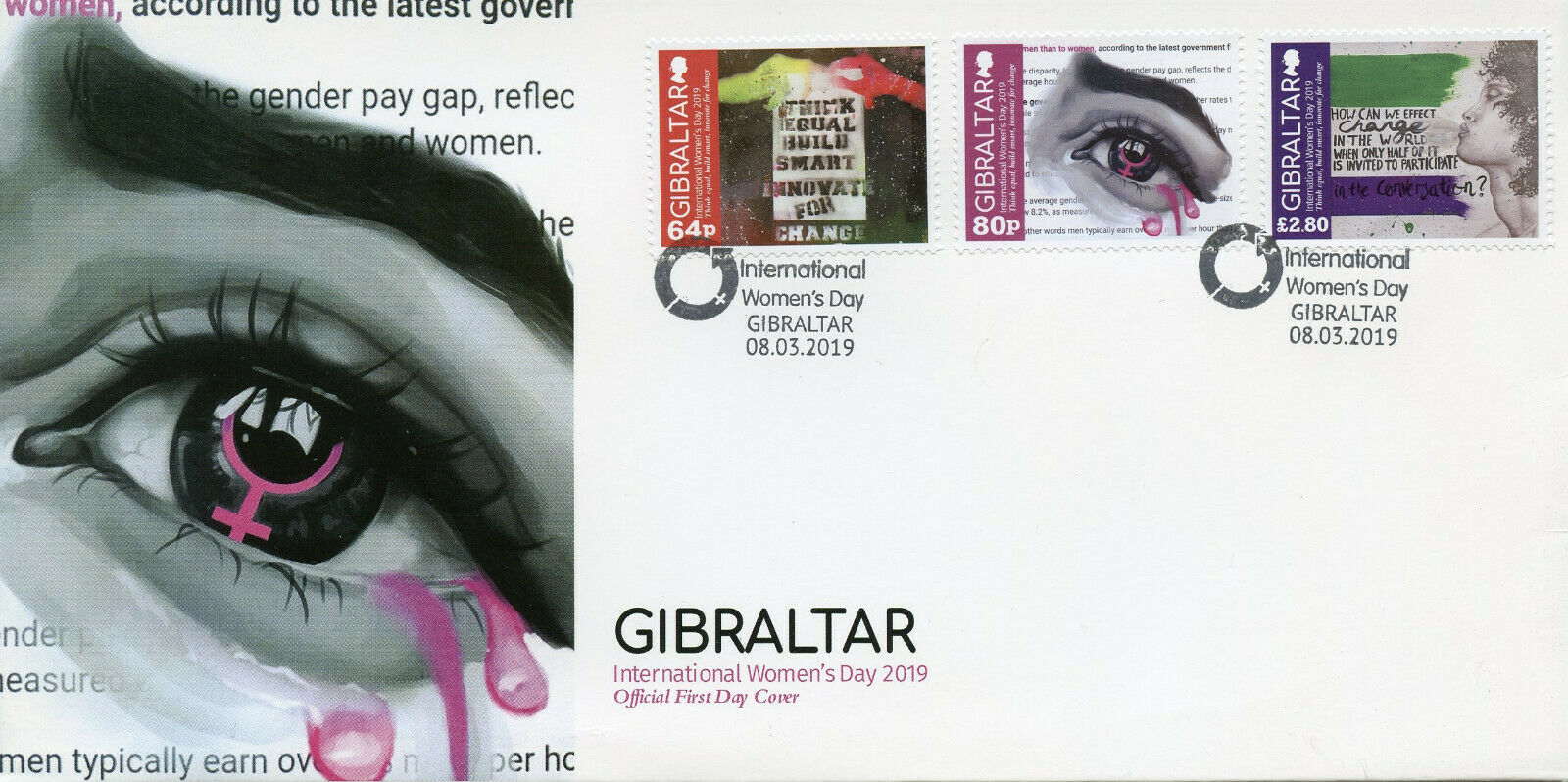 Gibraltar 2019 FDC International Women's Womens Day 3v Set Cover Cultures Stamps